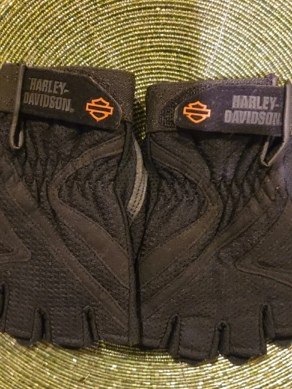 Harley-Davidson Women's Black and Orange Fingerless Riding Gloves